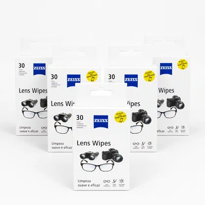 Kit Escritório Zeiss Lens Wipes com 5 Caixas | 150 Lenços Umedecidos para Óculos, Lentes e Telas