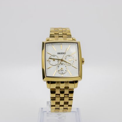 Relogio Orient Quadrado LGSSM003 Multifunção Dourado